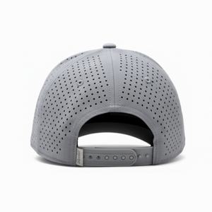 Casquette de golf OEM personnalisée en maille perforée avec logo, 5 panneaux, visière légèrement incurvée, snapback, patch en caoutchouc imperméable - Product Image 4