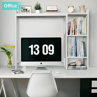 Support de moniteur pour bureau et université, blanc, avec étagère de rangement latérale pour bureau, table, dortoir et bureau de travail