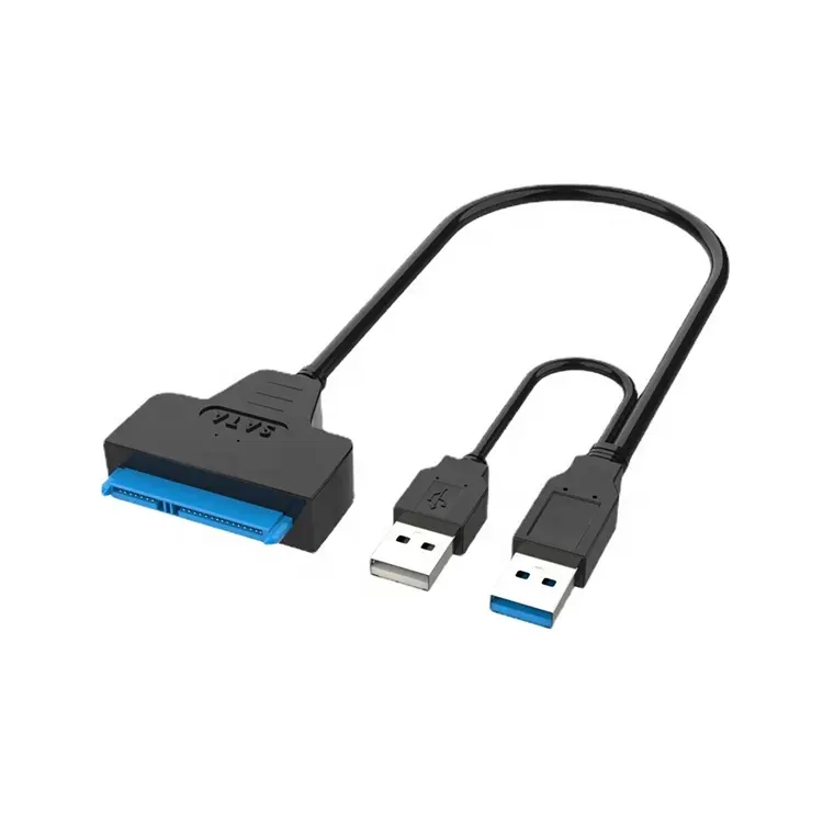 High Speed Black Data 2.5 Inch SSD HDD Hard Disk 4TB USB 3.0 Sata To Hard Drive Adapter Dual USB 3.0 Sata Cable