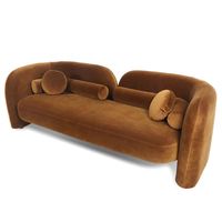 Canapé sculptural moderne en velours marron camel, dossier incurvé, pour salon et hôtel, vente en gros, OEM, sur mesure