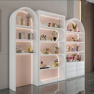 LE Vente chaude Étagère de présentation pour salon de coiffure et de beauté, Armoire de rangement en bois, Vitrine de présentation de cosmétiques - Product Image 1