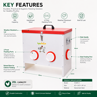 HPSFENCE Mangeoire à poulet en acier galvanisé 20L, couvercle imperméable résistant aux intempéries, plusieurs ports d'alimentation, équipement d'alimentation pour volailles