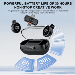 S40 High Quality Min Wireless Lapel <strong>Microphone</strong> with Charging Case Compartment with LED Display Mic for Video - Product Image 3