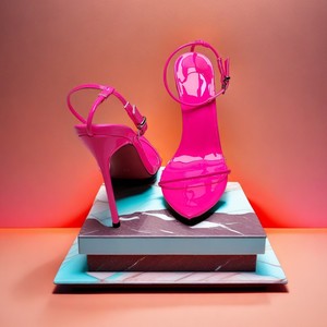 Women Open Toe Slide Sandals Rhinestone Thin <b>High</b> <b>Heels</b> PU Upper Slip On Rubber Sole <b>Sexy</b> Heeled Sandals - Product Image 4