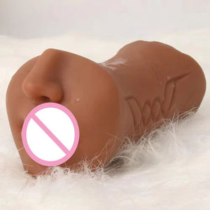 Juguete Sexual Masculino 3 en 1, Copa de Masturbación con Vagina Realista, Boca y Vagina de Bolsillo, 100% Impermeable, Color Marrón, Juguete Sexual para Hombre Adulto - Product Image 1