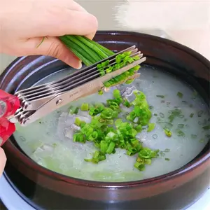 Herb <b>Scissors</b> Stainless Steel 5 Blade <b>Kitchen</b> Shears Household Vegetable Cutter with Cover Multifunctional <b>Kitchen</b> Gadgets - Product Image 2