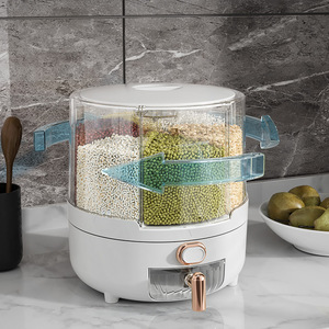 Divided Rice <b>Bucket</b> Transparent Rotating Sealed Moisture Proof Grain Storage Container Household Cylinder Shape White - Product Image 1