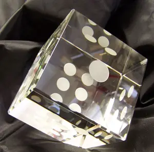 Sandblasting Dice Crystal Glass cube Block paperweight MH-F0103