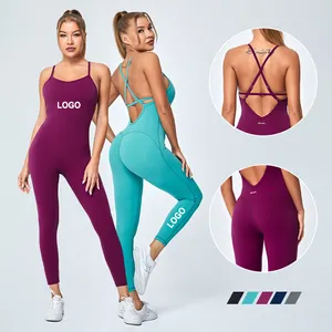 2024 Bodysuit For Women Plus Size Jumpsuits Gym Workout Active Jumpsuit Ladies 1 Piece Yoga Fitness Jumpsuit For Women