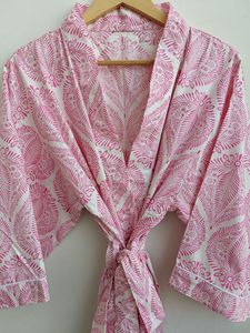 Bata Kimono de algodón, cómoda, para baño, a granel - Product Image 6