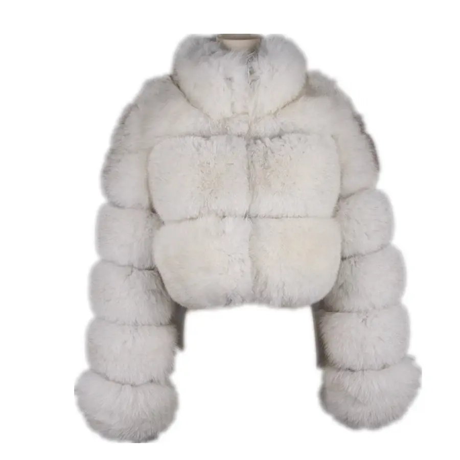 Qiuach-qc19096-Chaqueta de piel de mapache para mujer, abrigo de invierno de piel auténtica de talla grande