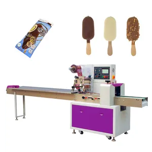 Tốc Độ Cao Dòng Chảy Popsicle Ice Cream Bánh Mì Cookies Snacks Máy Đóng Gói Gối Ngang Tự Động