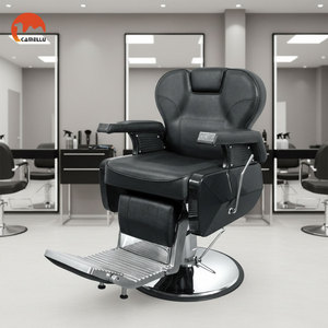 Sedia da Parrucchiere Nera Moderna Poggiapiedi Nero Reclinabile Robusta Confortevole ed Elegante Sedia da <span class=keywords><strong>Barbiere</strong></span> per Salone di Bellezza - Product Image 1