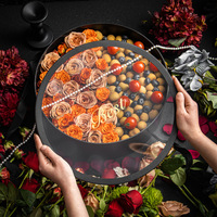 Lege transparante displaydoos rond en hartvormig acryl cadeaudoos met handvat luxe bloemen fruit cadeaudoos voor Moederdag