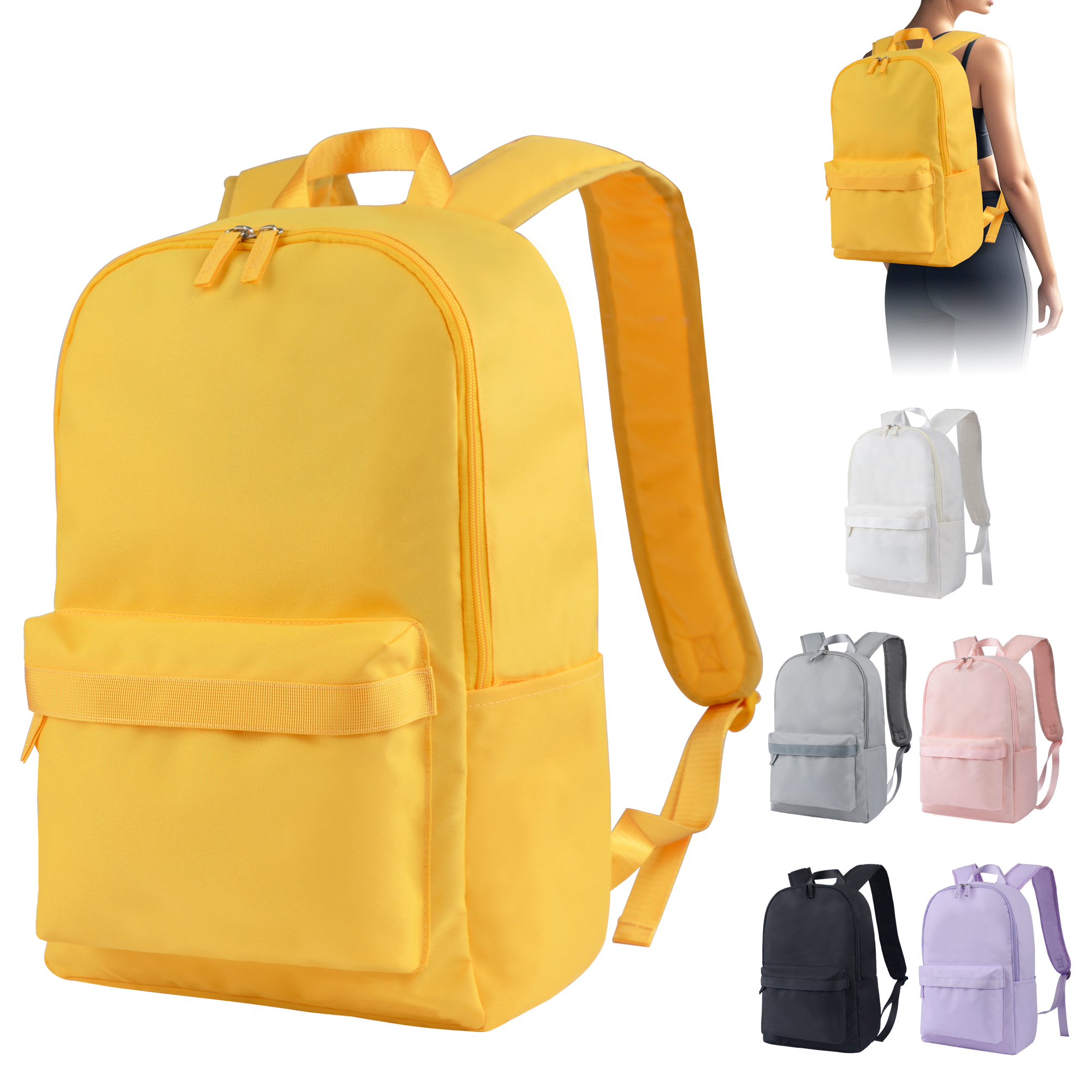 Waterproof Zipper Casual Unisex Solid Color Backpack