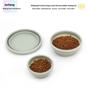 Cane eco-friendly in Silicone tinta unita per cani e ciotola per animali domestici pieghevole per gatti con funzione di trasporto all'aperto per bere cibo lento - Product Image 2
