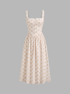 Vestido de Verano de Tirantes Finos con Estampado Floral para Mujer, Estilo Casual, Retro Francés, Cottagecore - Product Image 5