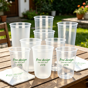 Vaso de Plástico en Forma de U con Logotipo Personalizado para Bodas, 12oz 16oz 600ml, Vaso Desechable Transparente Esmerilado para Smoothies, Vaso Rígido de PP para Té con Leche y Burbujas - Product Image 1