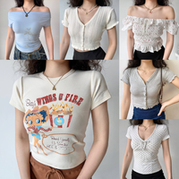 T-shirt court d'été pour femme, imprimé, décontracté, écologique, de haute qualité, à séchage rapide, sexy, à manches courtes, vente en gros