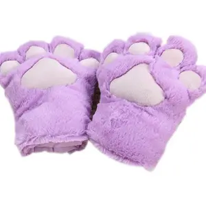 D1681 Newest Cosplay Accessories Costume Party Animal Plush Cat Paw Gloves