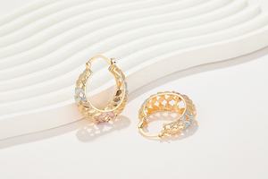 Oro joyeria vente en gros boucles d'oreilles femmes filles boucles d'oreilles en zircone cubique cerceau plaqué or 18 carats boucles d'oreilles goutte bijoux de mode - Product Image 4