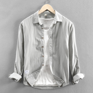 <span class=keywords><strong>Camicia</strong></span> in Misto <span class=keywords><strong>Lino</strong></span> e Cotone con Bottoni, Traspirante, a Maniche Lunghe, Casual, Leggera per l'Estate, Top con Bottoni, <span class=keywords><strong>Camicia</strong></span> Minimalista da <span class=keywords><strong>Uomo</strong></span> - Product Image 2