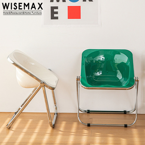 WISEMAX FURNITURE-Silla de ocio colorida transparente vintage, muebles de fiesta plegables, tienda de café, silla de comedor de plástico - Product Image 3