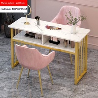 Table de Salon de Manucure et Maquillage de Style Campagne Luxe Léger avec Chaise de Rangement et Plan de Travail en Marbre pour Studio