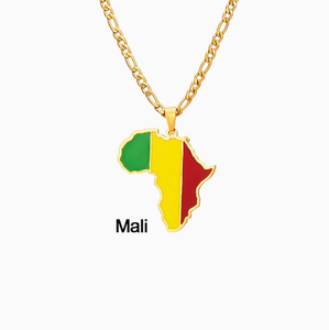 Collier en alliage avec carte du drapeau du <span class=keywords><strong>Mali</strong></span>, personnalisé, pour hommes et femmes, accessoires de mode, souvenirs, vente en gros - Product Image 1