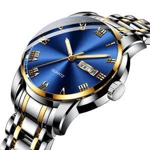 经典时尚品牌合金表壳不锈钢表带定制设计男士腕表石英表