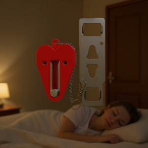 Serrure de porte antivol portable rouge en acier inoxydable à fixation murale pour la sécurité domestique avec butée de porte et loquet de sécurité - Product Image 3