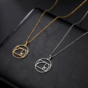 Collares de Acero Inoxidable con el Cubo de Metatrón, Espiral de <span class=keywords><strong>Fibonacci</strong></span>, Círculo, Triángulo, Proporción Áurea, Geometría, Joyería - Product Image 3