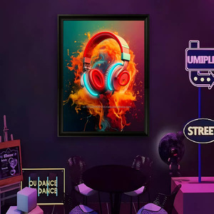 Headphones LED picture frame neon indoor hanging <b>wall</b> decoration luminous hanging painting USB powered <b>dimmable</b> ambient <b>light</b> 5V - Product Image 6