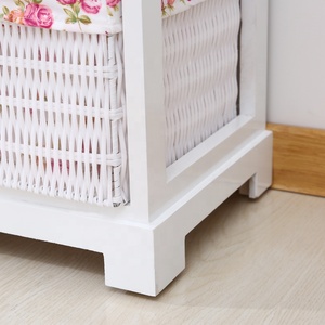 New 2/3/4 <strong>Drawer</strong> Wooden <strong>Wicker</strong> Baskets Storage Unit White Cabinet Furniture for Bathroom for Jewelry Clothing Toys Organizer - Product Image 3