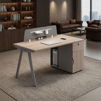 Poste de travail modulaire commercial en bois massif moderne - Bureau de direction ergonomique à hauteur réglable avec tiroirs de rangement et gestion des câbles
