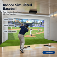 Simulateur de baseball basé sur les données, système d'entraînement et de divertissement au battement en salle avec capteur de caméra haute vitesse et jeu multijoueur