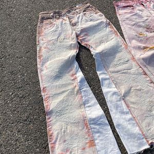 YSJY Jeans da <span class=keywords><strong>Uomo</strong></span> Personalizzati con Patchwork, Gamba <span class=keywords><strong>Larga</strong></span>, Lavaggio Acido, Effetto Vissuto e Stile Svasato - Product Image 6