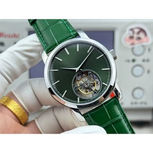 High-quality Sapphire Green Stainless Steel Bezel Skeletonized Tourbillon Waterproof Men's <b>Automatic</b> Mechanical Watch - Product Image 2