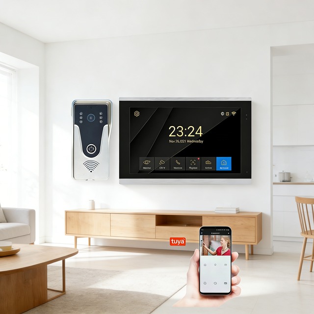 4 Wired Smart Video Intercom Kit Auto-Wake Function Motion-Activated Recording Villa Communities
