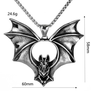 Collar con Colgante de Murciélago de Acero Inoxidable para Hombre, Regalo de Halloween, Diseño Asimétrico con Forma de Animal, Joyería Geométrica, Accesorio de Moda - Product Image 5
