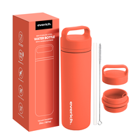 Bouteille en acier inoxydable à isolation sous vide avec couvercle anti-fuite de 20 oz pour les voyages longue distance avec poignée