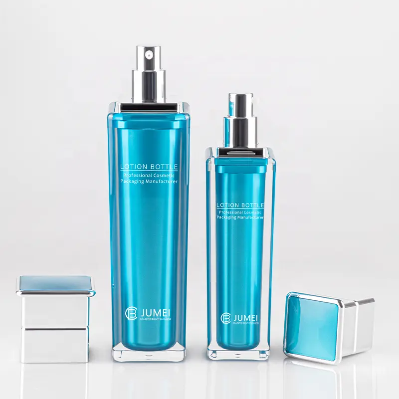 Renk şerit kap akrilik losyon şişesi konteyner ile ay mavi benzersiz yüksek kaliteli kozmetik