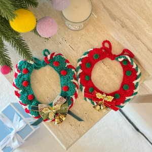 Écharpe de Noël pour chat, écharpe pour chien, bavoir, collier en laine pour petit chien, accessoires tricotés à la main - Product Image 2