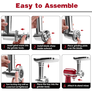 Kit d'accessoires pour <span class=keywords><strong>hachoir</strong></span> à viande en acier inoxydable de qualité alimentaire, sans revêtement, compatible <span class=keywords><strong>KitchenAid</strong></span>, lavable au lave-vaisselle - Product Image 5