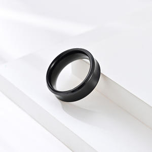 Trendy Titanium Steel <b>Ring</b> Geometric Design Unisex Wedding Band Gold Color - Product Image 3