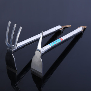 Râteau de jardin en acier inoxydable double extrémité 390 mm, outil de motteuse pour creuser et cultiver, directement de l'usine - Product Image 1
