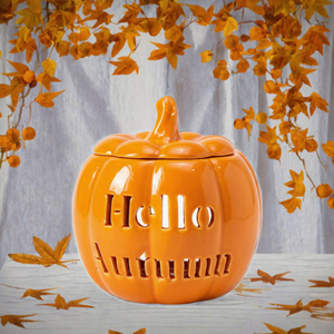 Bruciatore di Oli Essenziali in Ceramica a Forma di Zucca, Porta Incenso, Diffusore di Aromi per Tealight, Decorazione Casa per Halloween e Autunno - Product Image 2