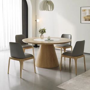 Mesa de Comedor Moderna Contemporánea de Madera de <span class=keywords><strong>Nogal</strong></span> Macizo con <span class=keywords><strong>Centro</strong></span> Giratorio para Hotel, Restaurante y Hogar, Hecha a Mano y Ecológica - Product Image 3