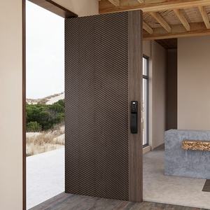 Porte d'entrée extérieure moderne de luxe en bois massif, anti-effraction, étanche, pivotante, pour le Canada - Product Image 3