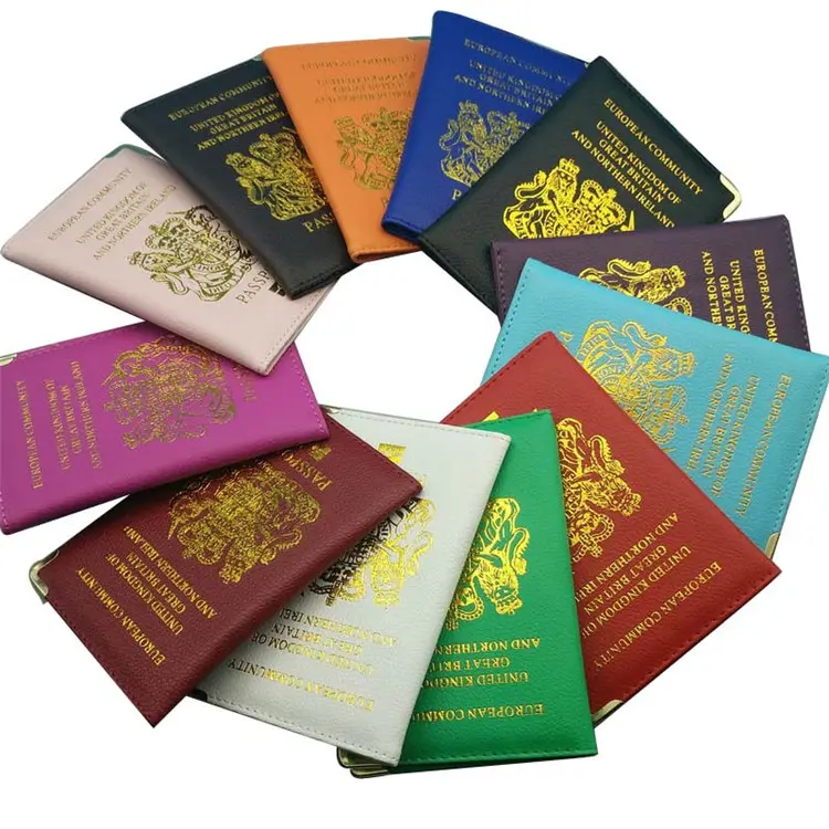 Funda de pasaporte personalizada para Reino Unido, 12 colores, funda de pasaporte de PU